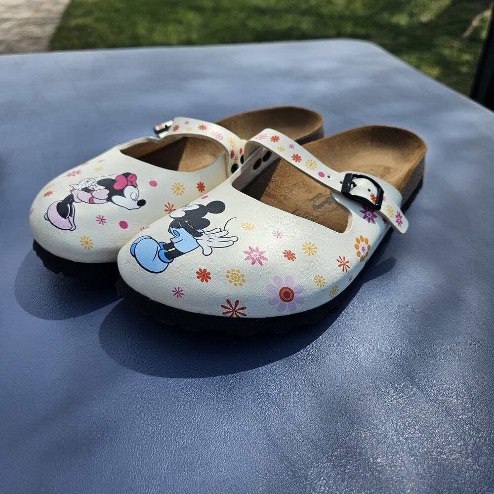 BIRKENSTOCK Maria Birki’s Disney Mickey Minnie Kissing Clogs Sz 40 US 9